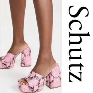 NWT SCHUTZ Aretha Snake-Embossed Platform Sandals 8.5